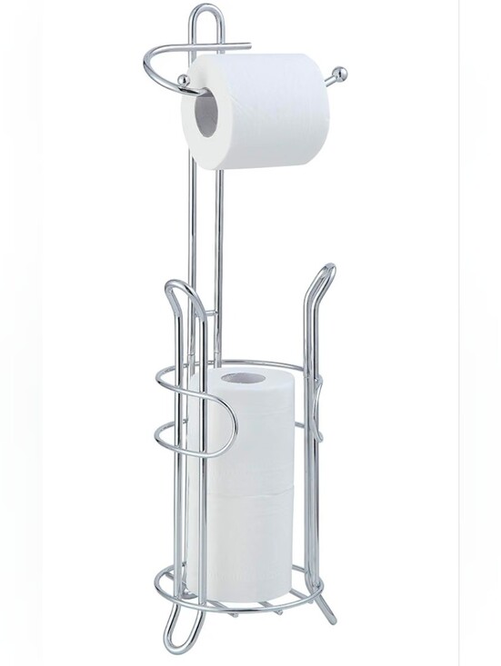 Other - Chrome Free-Standing Toilet Paper Holder with Reserve Storage